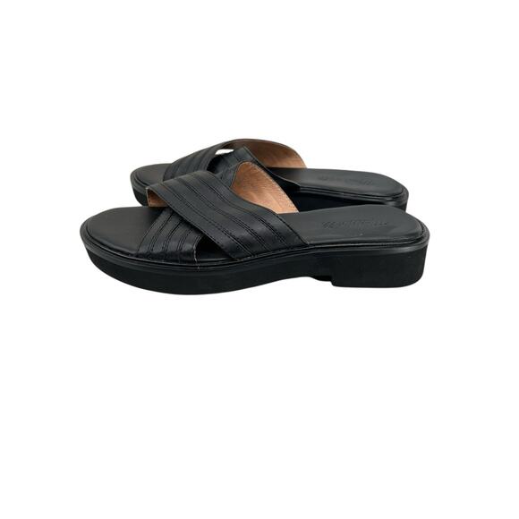 New Madewell The Alina Platform Sandal Black Leather Criss Cross Straps Size 8 - Picture 2 of 14